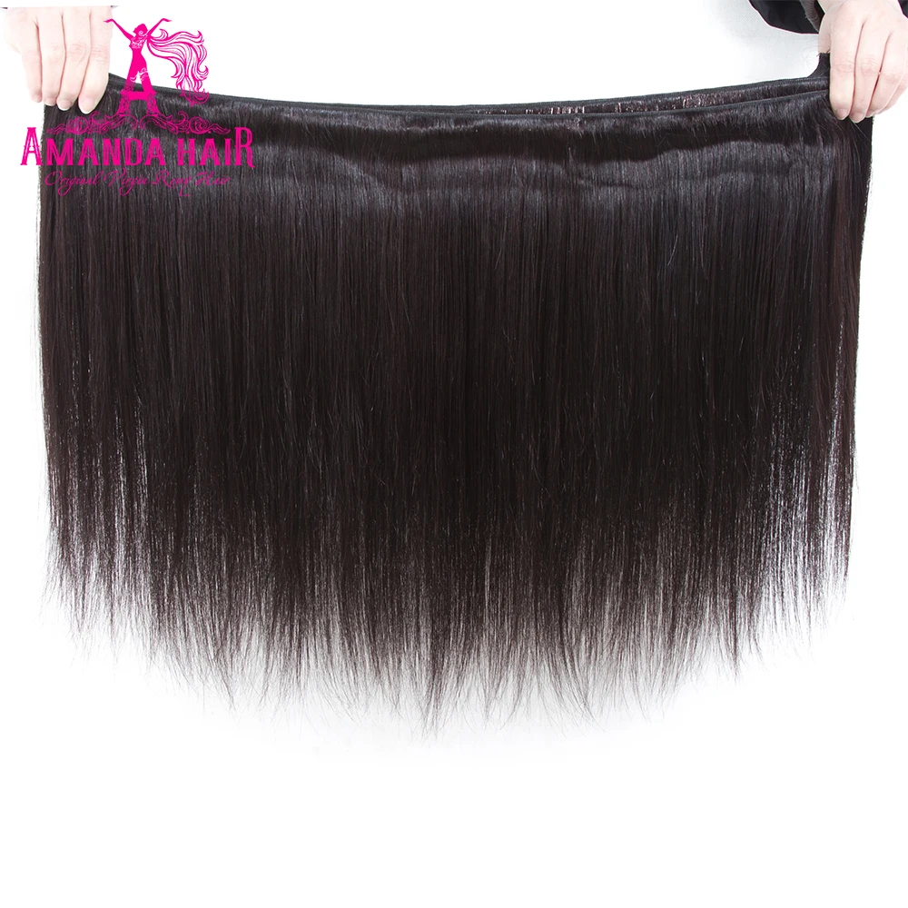 Amanda бразильские прямые волосы 4 пучка человеческих волос для наращивания M remy волос 10-28 дюймов натуральный цвет