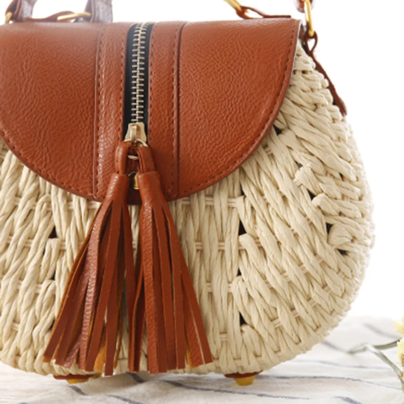 Women INS Popular Handbag Bohemian Bali Rattan Female Beach Straw Bags Vintage Knitted Lady Weave Handmade Shoulder Bag SS0407 (16)
