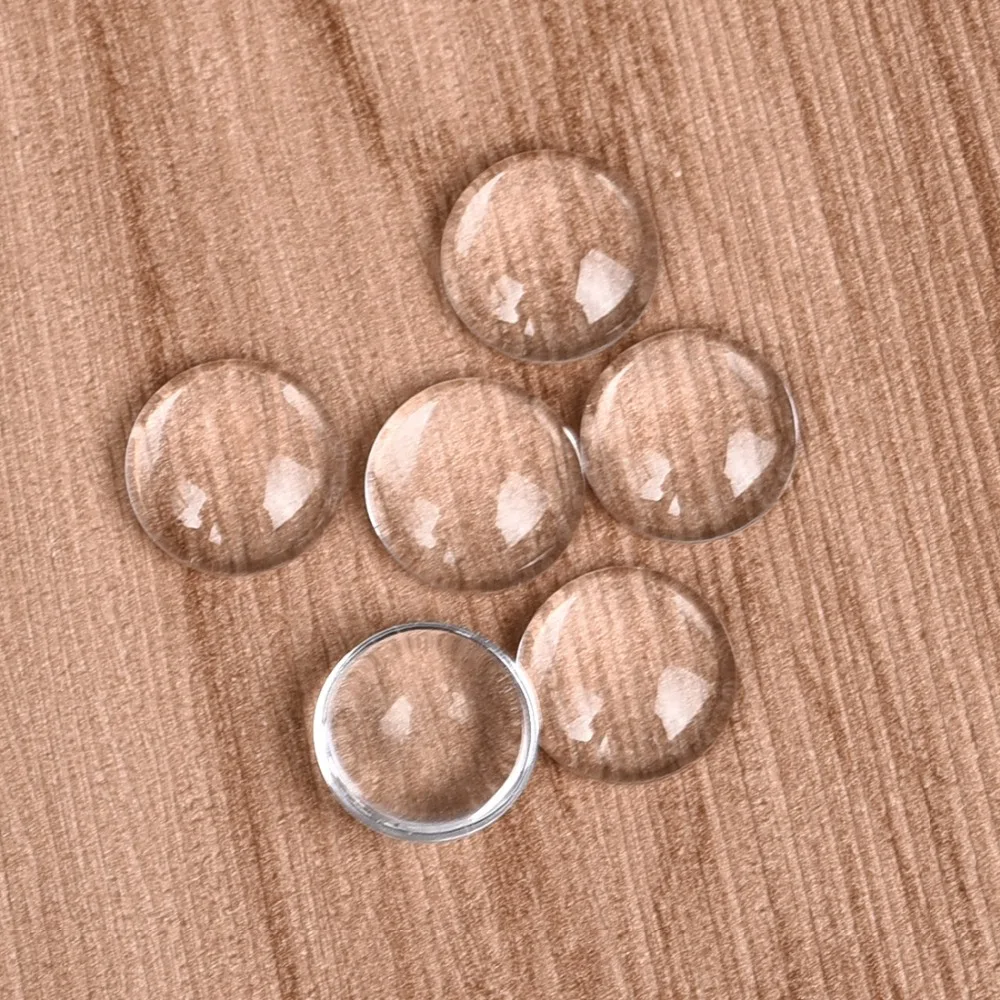 14mm Round Cabochons Transparent Glass Clear Flat Back (4)