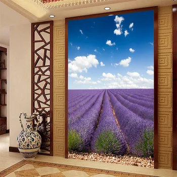

Glitter Marble Vinyl Mural Rolls Dancing Lavender Shrubs Wallpaper for walls 3 d Flooring Papel De Parede Tijolo Papier Peint
