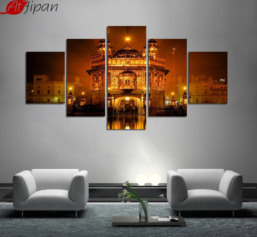 AtFipan Framed Golden Temple Amritsar Secenery Canvas Prints for Living
