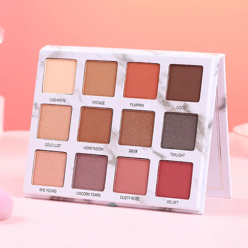 Fashion Marble 12 Color Glitter Powder Eye Shadow Palette Matte Low Light Earth Tone Nude Makeup Set Cosmetics Fashion Marble 12 Color Glitter Powder Eye Shadow Palette Matte Low Light Earth Tone Nude Makeup Set Cosmetics