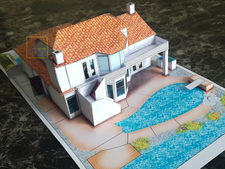 Двухэтажная вилла дача 3D бумажная модель «сделай сам» головоломка родитель-ребенок ручной работы класс трехмерное здание игрушка Бумажная модель