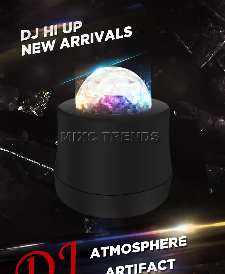 MIXC TRENDS 6 цветов меняющийся автомобильный DJ музыкальный светильник мини RGB светодиодный MP3 диско хрустальный магический шар сценический стробоскоп вспышка лампа с USB разъемом
