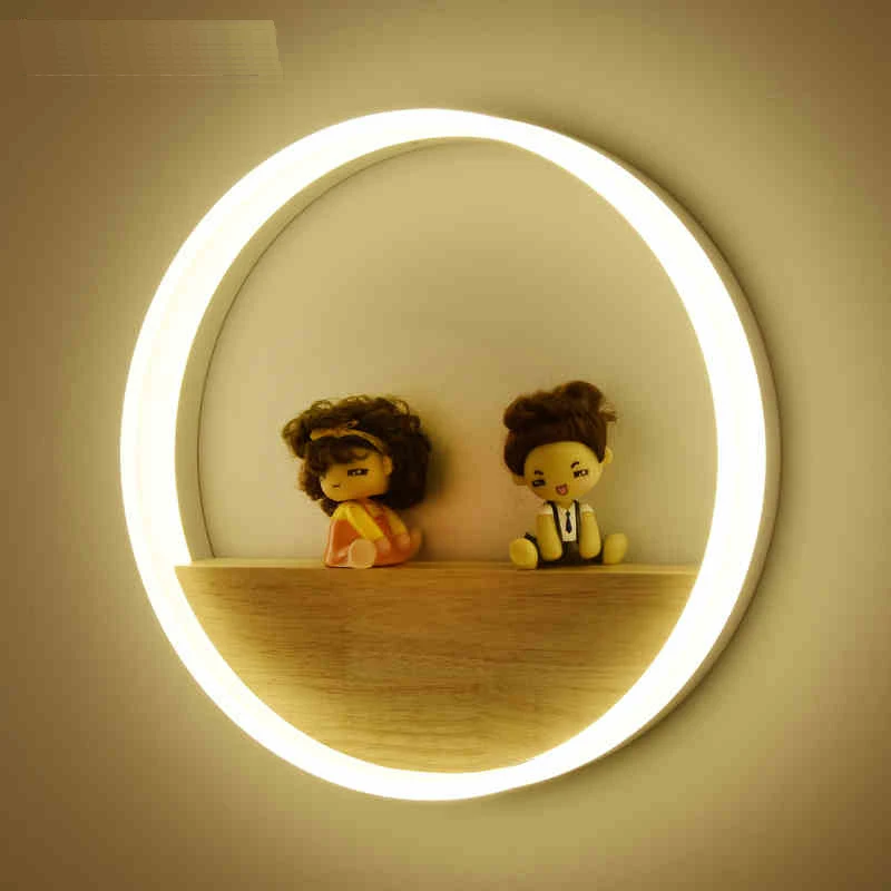 Creative Led Wall Lamp LED Sconce Light Acrylic Modern Wooden Luminarine wall Light for Bedside Bedroom/Dinning Room/Restroom