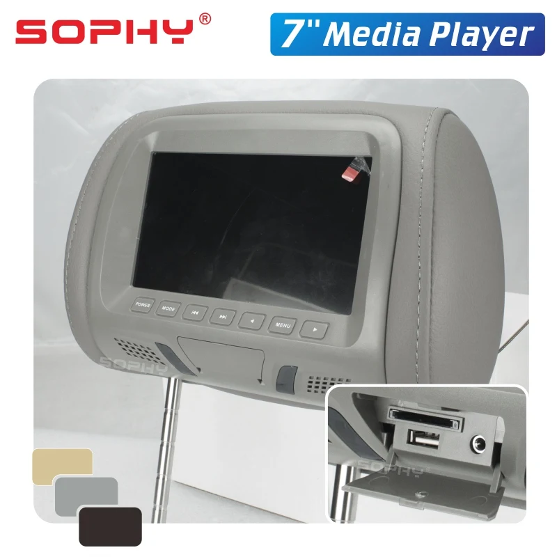 Универсальный 7 дюймов Автомобильный подголовник монитор заднего сиденья развлечения мультимедийный плеер общий AV USB SD MP4 7048 - Цвет: Gray