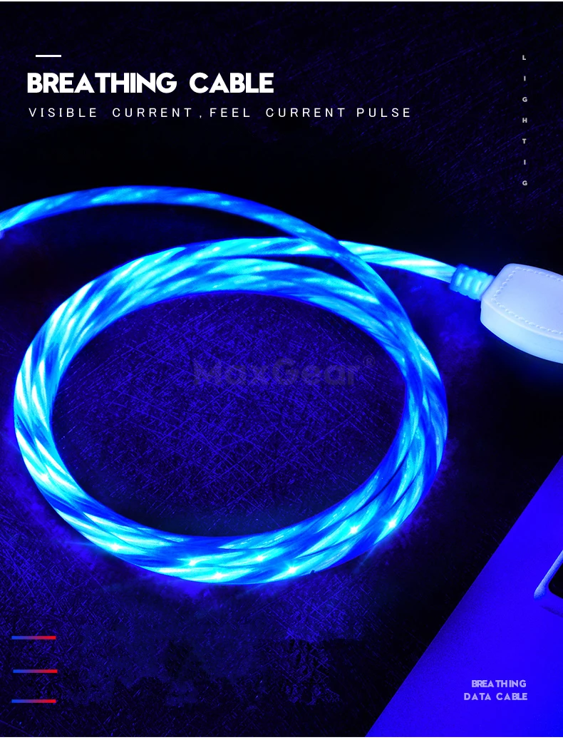 MaxGear Led USB кабель флэш-светильник линия передачи данных зарядное устройство для мобильного телефона samsung S7 S8 S9 Xiaomi huawei Android type-C 1 м кабель