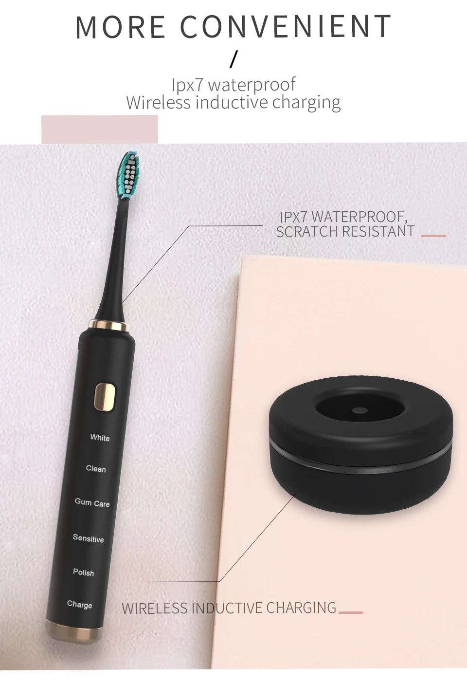 Escova de Dentes Temporizador sem Fio Cabeça da Escova Aqui Mega Ultra Sonic Elétrica 5 Modos Limpeza Carga Usb Branqueamento Substituível 12 High Quality Eletrodomésticos