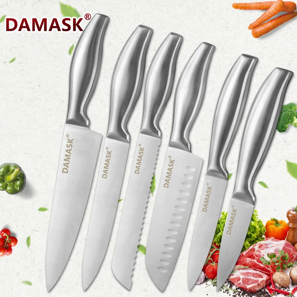 

DAMASK Stainless Steel Cooking Knife Sets Japan Santoku Bread Slicing Cleaver Chef Knife Sharpness Blade Utility Kitchen Cutter