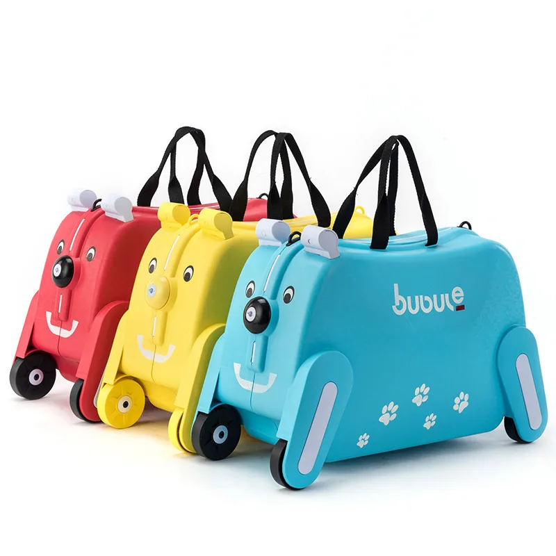

Hot 19 Inch Lovely Animal Puppy Boy Pull Rod Box Can Sit To Ride Check Box Children Car Animal Creative Toy Box Luggage Box