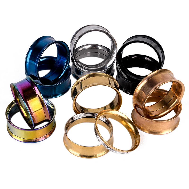 Vintage Double Flared Ear Flesh Tunnel Expanders Shellhard Punk Ear Plug Stainless Steel Screw Ear Gauges Body Piercing Jewelry