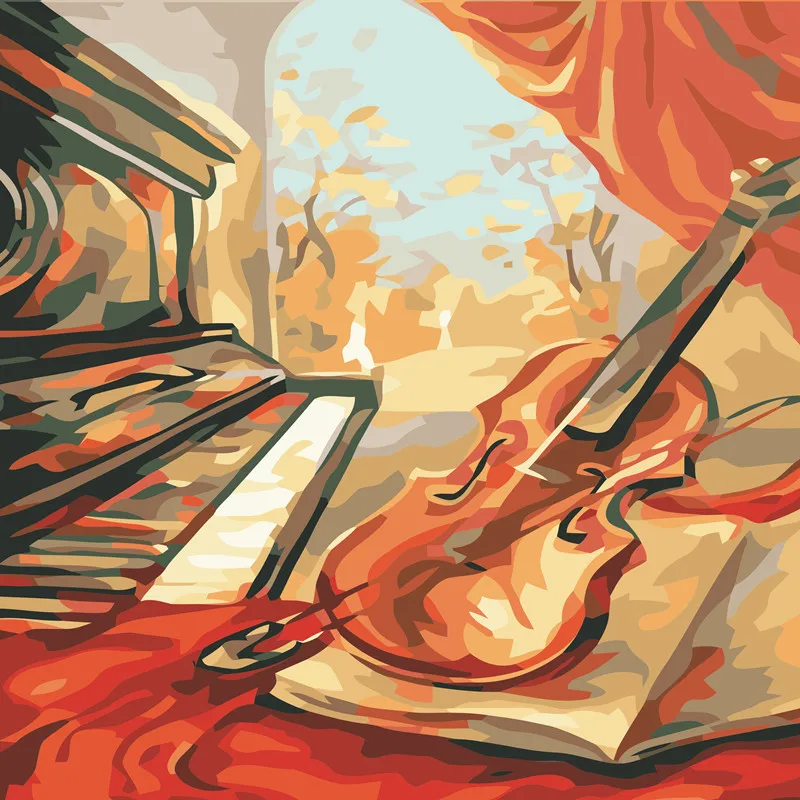 Painting By Numbers Hand Oil Paint Wall For Living Room Modern Abstract Playing Violin Piano Artwork | Дом и сад