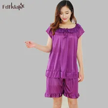 Fdfklak дамы Pyjama сексуальная шелковой ночной рубашке Кружево Ночная Пижама Двойка Pijamas Mujer Для женщин комплект летней черный/красный e0888