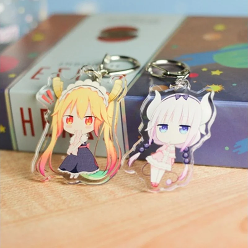 2018 Dragon Maid Kanna Tohru Key Chain Popular Lackingone Anime Transparent Acrylic Ring Keychains | Украшения и аксессуары