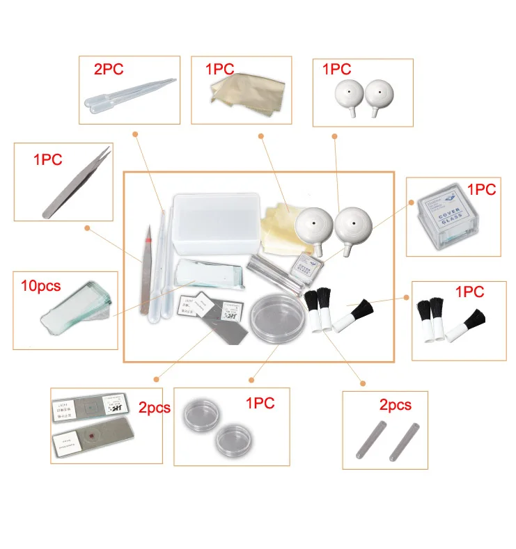 10 шт./11 шт. Запчасти для микроскопа Пинцет крышка Стекло слайды бумага ткань лампа Микроскоп аксессуары для изготовления образца