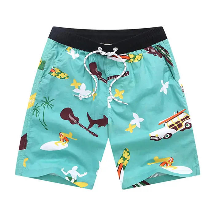 Купальные шорты из хлопка для мальчиков 8-14 лет, летняя одежда для плавания, плавки для молодых людей, пляжный купальник для серфинга, пляжные шорты - Цвет: 1918 Green