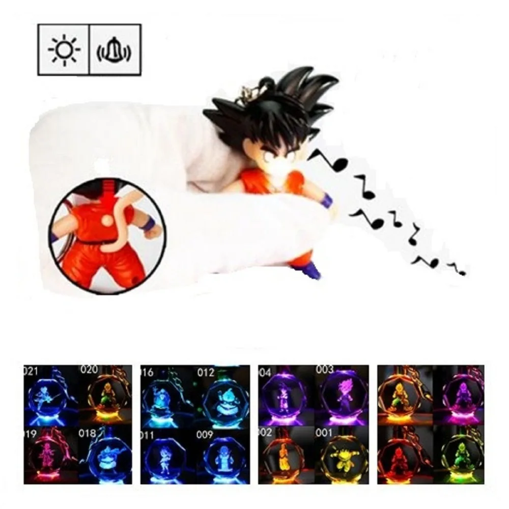

Dragon Ball Z Son Goku Keychain Super Saiyajin Son Goku Vegeta LED Flash Light and Sound key Chain Ring Pendant Dragonball Toys