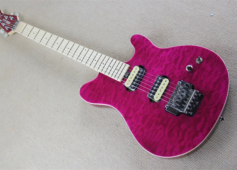 

Factory Wholesale Purple Body Electric Guitar with Double Rock,2 Pickups,Cloud Maple Veneer,Chrome Hardwares,Offer Customized