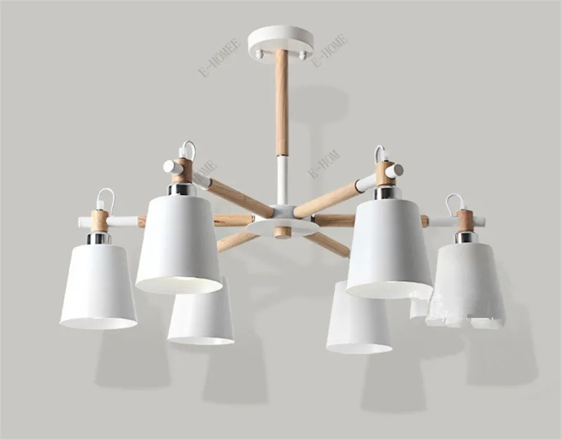 Cabeça de Madeira Conduziu a Lâmpada do Candelabro para Sala Criativo Simples 8 Maciça Estar Branco Preto Lustres Teto Iluminação 3 - 6 26 Luzes e Iluminação