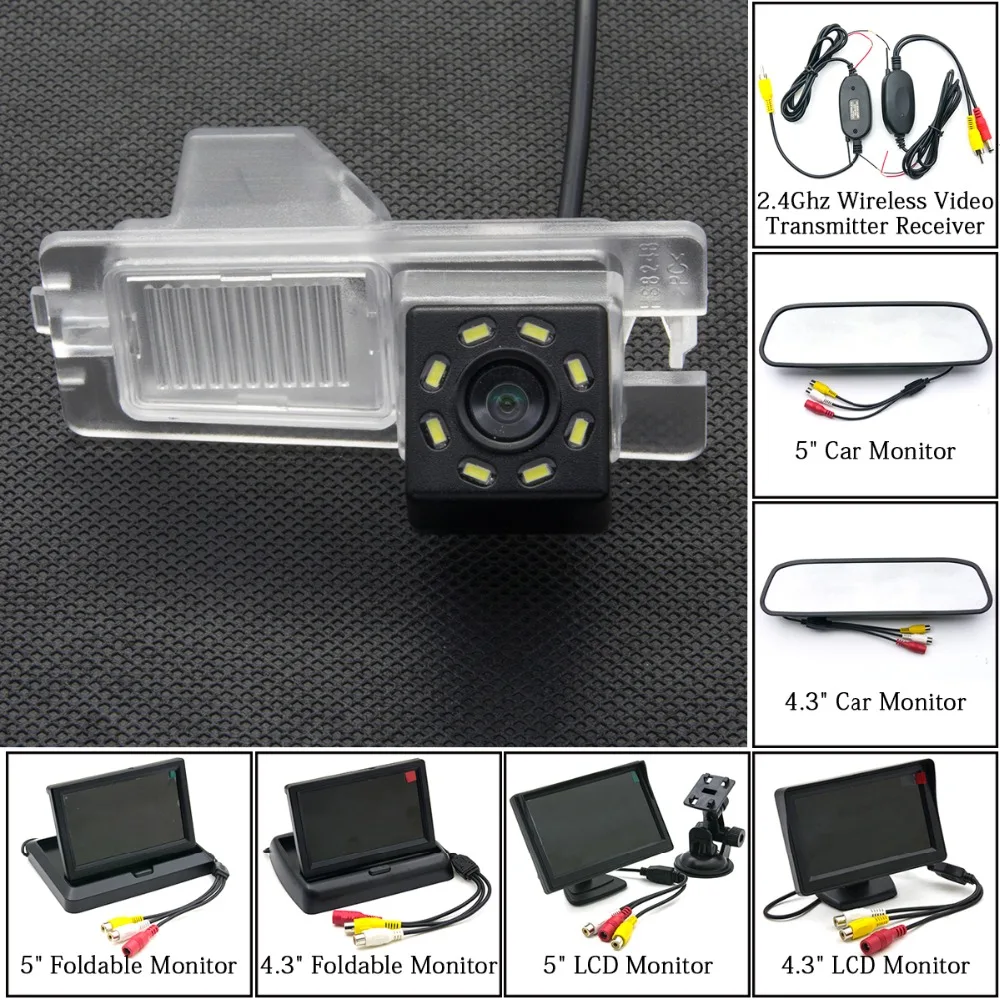 

8LED Car Rear View Camera Backup 5 inch Parking Monitor Wireless Kit For SsangYong Ssang Yong Rexton Kyron Korando Actyon Rodius