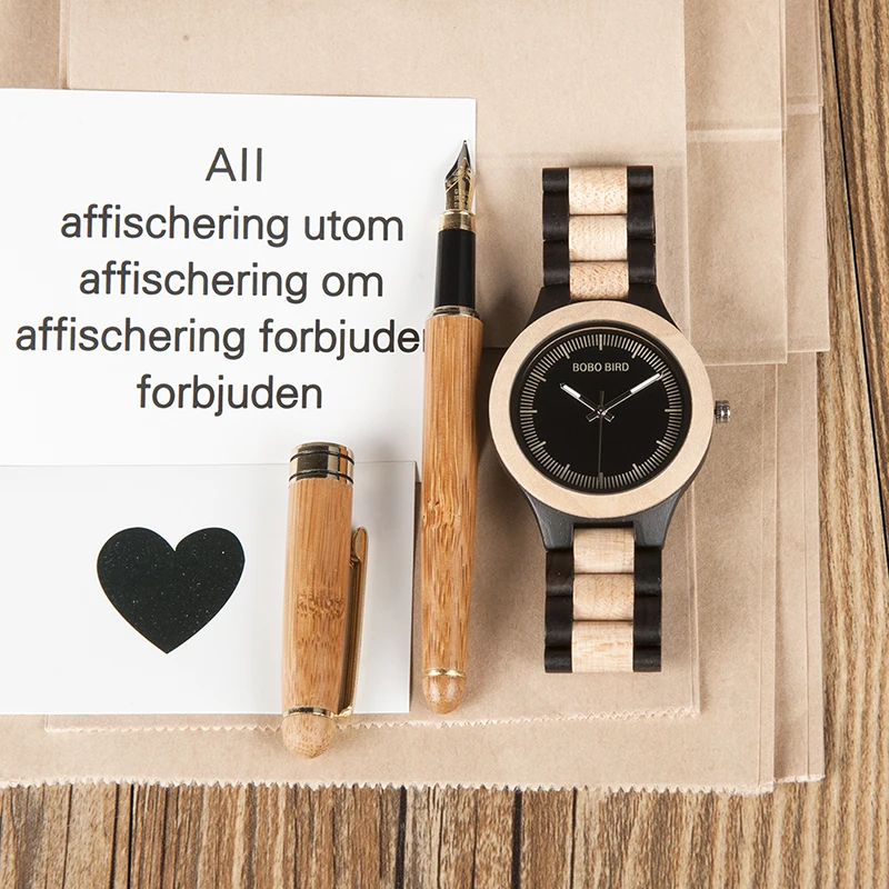 Handmade Natural Wooden Wrist Watch in wood Gifts Box relogio masculino (46)