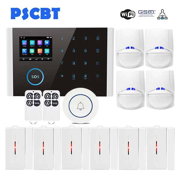 Wifi GSM домашняя охранная сигнализация GPRS сенсорная клавиатура Английский Русский Испанский немецкий Португальский французский корейский Android IOS APP - Цвет: Set 8