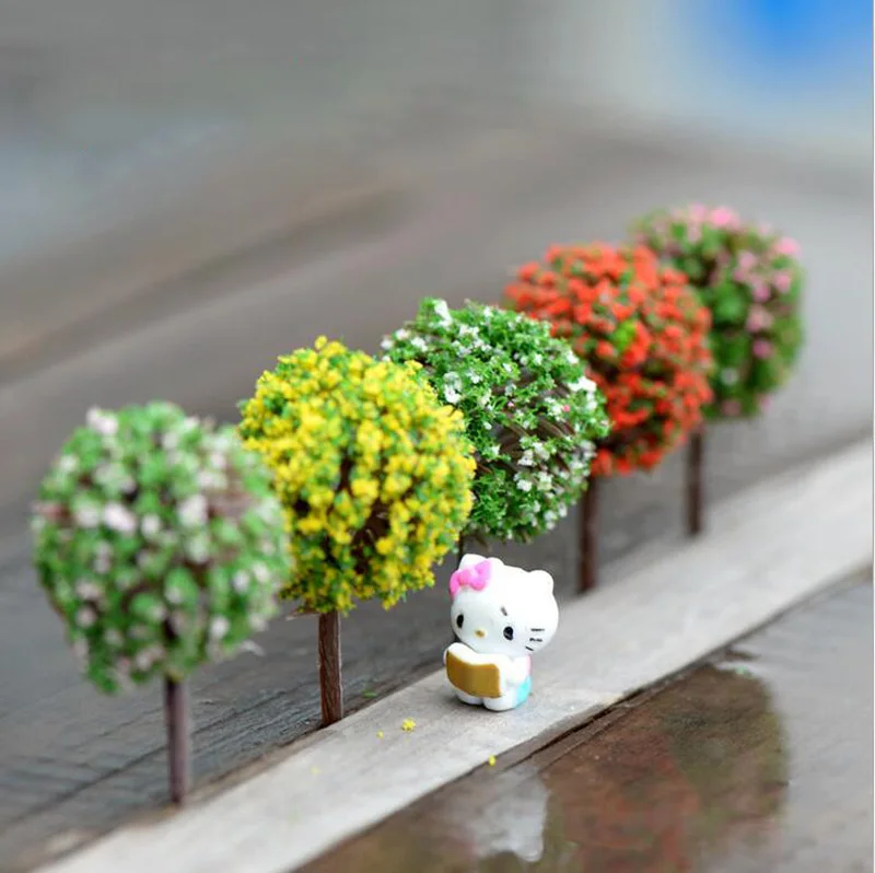 Цветок Дерево миниатюрные фигурки дерево фигурка украшения сказочные садовые аксессуары торт ко дню рождения автомобиль статуя смолы ремесло TNB101