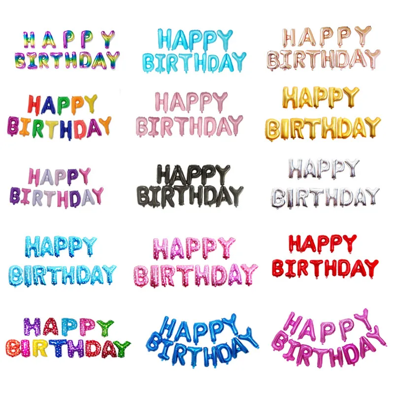

16 inch Letters HAPPY BIRTHDAY Foil Balloons Happy Birthday Party Decoration Kids Alphabet Air Balloons Baby Shower Supplies