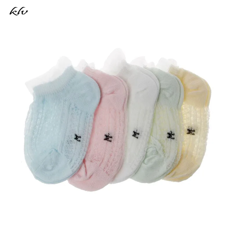 

5 Pairs Baby Socks Summers Infant Baby Cotton Mesh Thin Socks Breathable Boys Girls Hollow Lace Socks For Newborns
