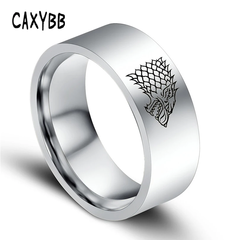 Gold Black Color Silver Stainless Steel Men Game Ring of Thrones House Stark Winterfell Wolf Ice Men Rings For Women Men Gold Black Color Silver Stainless Steel Men Game Ring of Thrones House Stark Winterfell Wolf Ice Men Rings For Women Men
