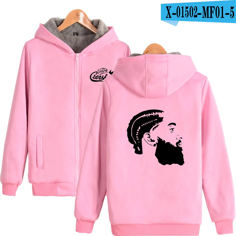 Nipsey Hussle модные куртки с напечатанным рисунком для женщин/мужчин с длинным рукавом на молнии с капюшоном теплые пальто горячая Распродажа уличная зимняя одежда - Цвет: pink