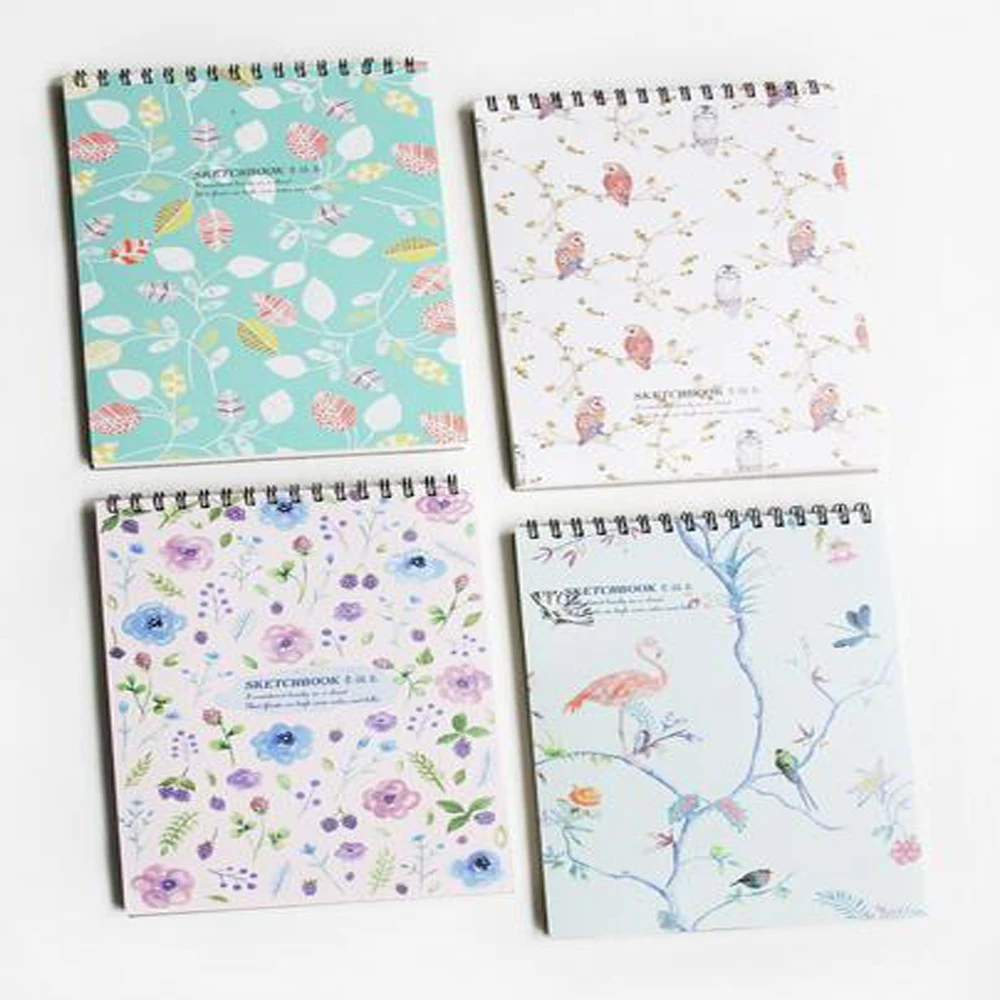 

XRHYY 290 x 210 MM 50 Sheets Artist Painter Drawing A4 Bird & Flower Pattern Spiral Bound Coil Sketch Pad Book Pencil Sketchbook