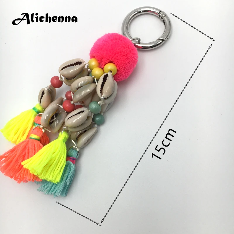 Alichenna брелок ручной работы в богемном стиле Бохо цвет волос мяч оболочки Мода Последние Популярные стиль сумка украшения