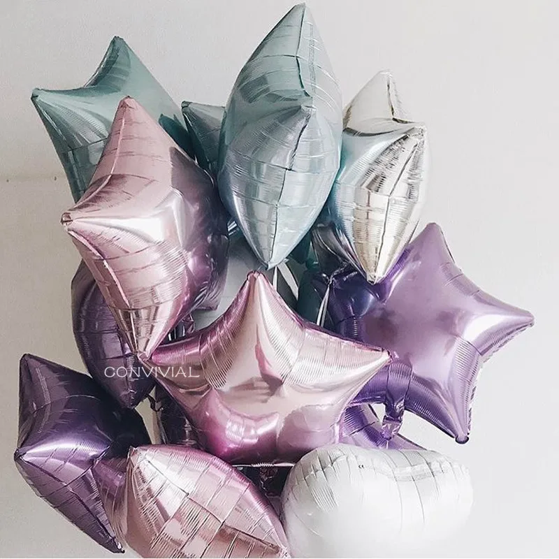 5 шт. Baby Shower 18 дюймов розового и белого цвета Звездные гелиевые фольгированные