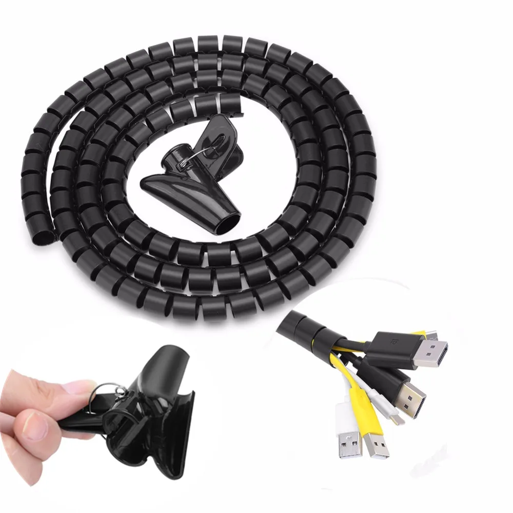 

1M Cable Sleeves Spiral Wire Organizer Wrap Tube Flexible Management Wire Storage for PC Computer Cord Protector Diameter 32mm