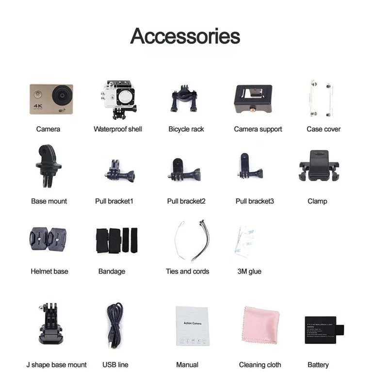 F60R 4K 30FPS Sport Action Camera 170°Lens 1080P 60FPS HD WIFI Camera 30M Waterproof with Remote for Swimming Driving Cycling Car (7)