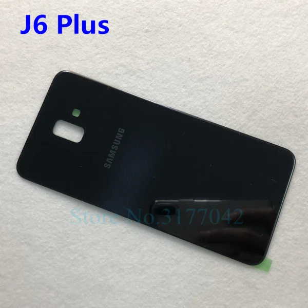 Задняя крышка аккумулятора samsung J4+ J6+ для samsung Galaxy J4 Plus J415 J415F J6 Plus J610 J610F j6plus j4plus Задняя стеклянная крышка - Цвет: J6 Plus black