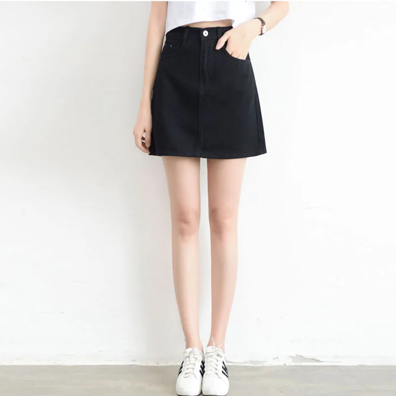 

Button Denim Skirts Women High Waist Vintage Warp Skirts Mini Jeans Skirt Summer School Skirts Korean Black Harajuku Plus Size