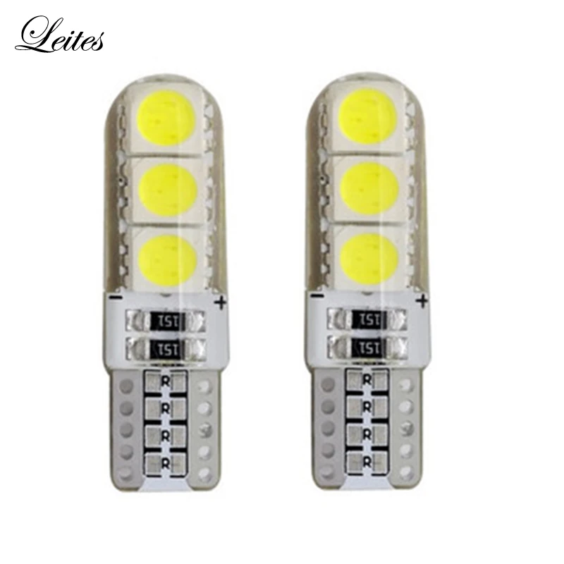 100 шт. leite супер яркие светодиодные лампы T10 194 5050 6 smd DC 12V светильник для номерного знака габаритные огни водонепроницаемый автомобильный Стайлинг