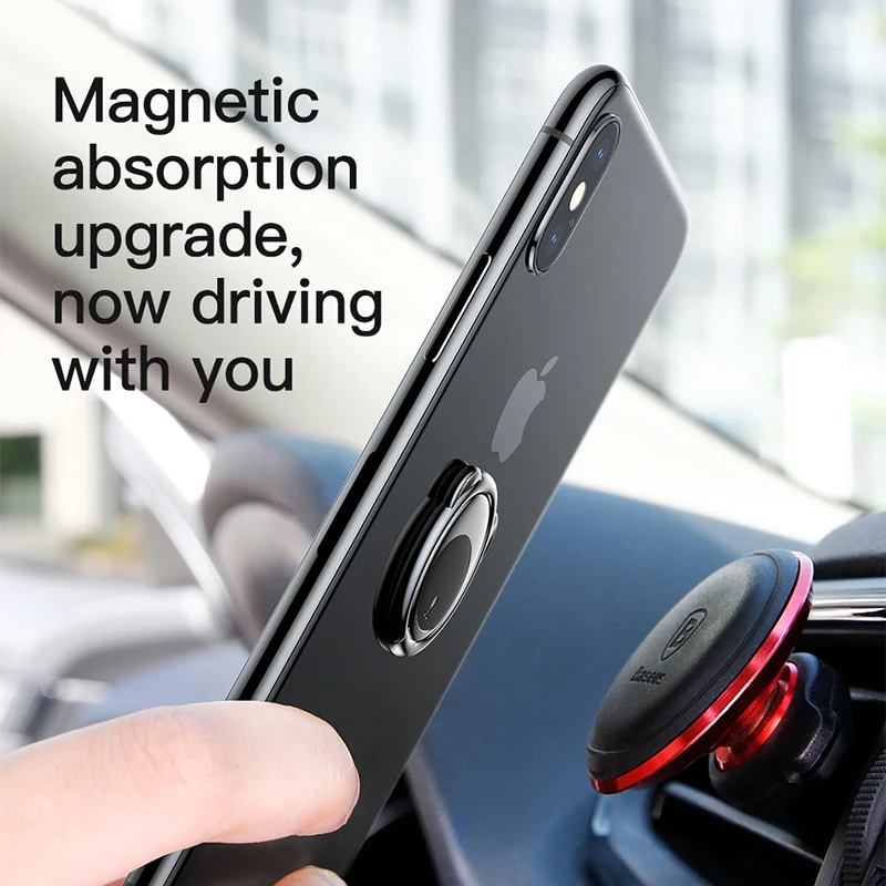 Baseus Metal Finger Ring Holder For iPhone Xs Max X Samsung 360 Degree Phone Ring Holder For CellPhone Magnetic Car Phone Holder