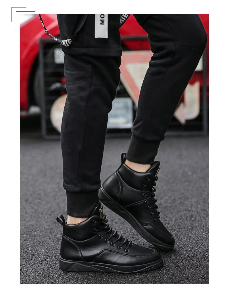Supstar мужские кожаные ботинки ботильоны осень Новое поступление однотонные черные/красные/бежевые высокие кроссовки мужские