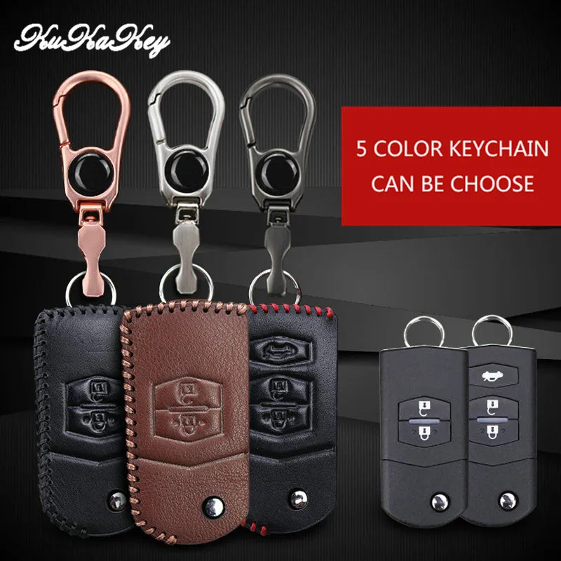 Kukakey 2 & 3 Кнопка для Mazda 5 автомобильный чехол ключей модная кожаная сумка