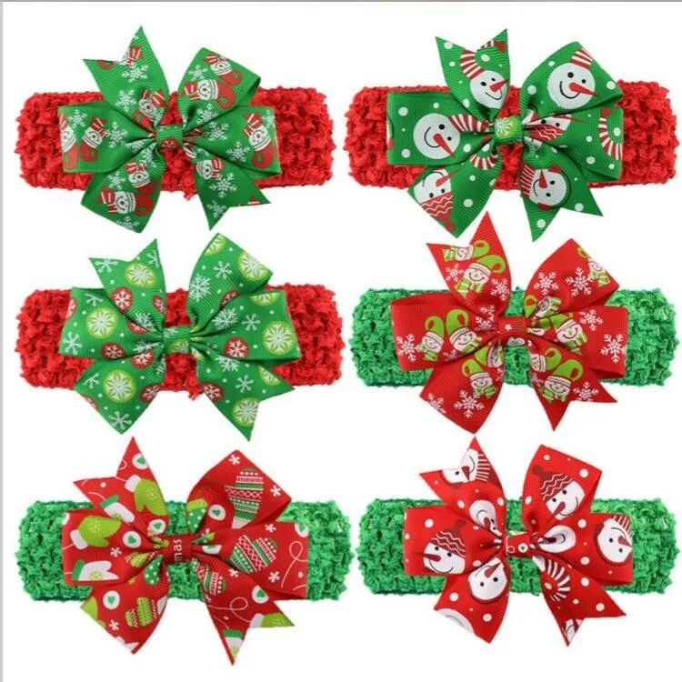 Christmas Bow Baby Headband Boutique Infant Ribbon Bow Headband