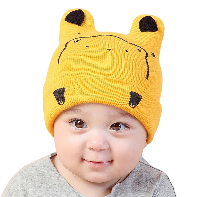 2017 Infant Kintting Hats Baby Girls Boys Bear Caps Kids Baby Bear Ear