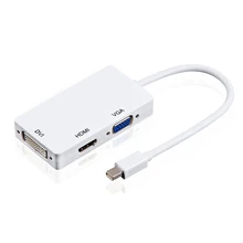 Mini Dp To Hdmi Dvi Vga Adapter 3 In 1 Hub Mini Displayport 1080P Video Adapter Converter For Imac Apple Macbook Pro Air(White