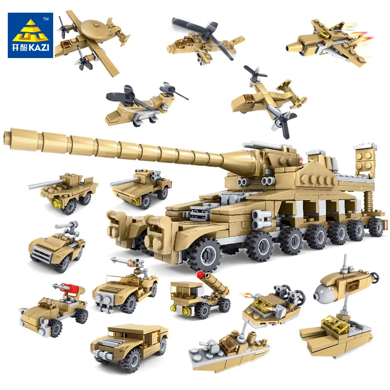 

KAZI Legoing Military Weapon 544pc Super Army Tank Building Block 16in1 Thunder Fire Army Car Vehicle Toys for Children