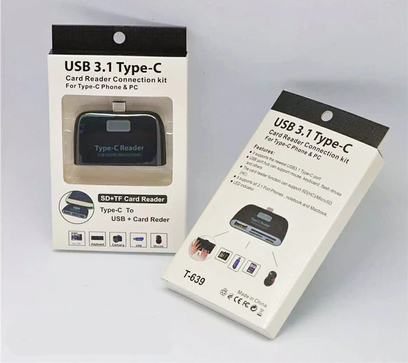 Алюминиевый type-C Micro USB кард-ридер 4 в 1 OTG/TF/SD Смарт мини кард-ридер адаптер USB/Micro USB зарядка порт телефона