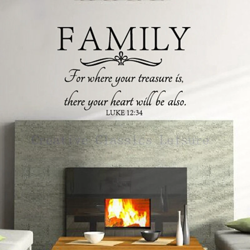 Семейные настенные цитаты библейские наклейки на стену-там, где находится ваше сокровище, там будет ваше сердце
