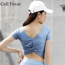 Сексуальная роса пупка Спортивная футболка с коротким рукавом эластичная тренировочная одежда для женщин шоу тонкий Выдалбливают короткий параграф пальто