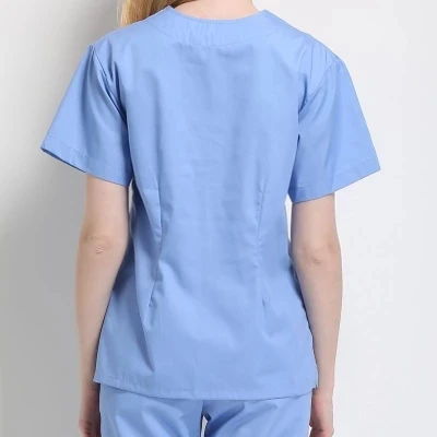 Светло-голубой короткий рукав Для женщин/Для мужчин костюм медика наборы больницы врачи Хирургическая Одежда на каждый день, ткань стоматологическая клиника медсестра форма